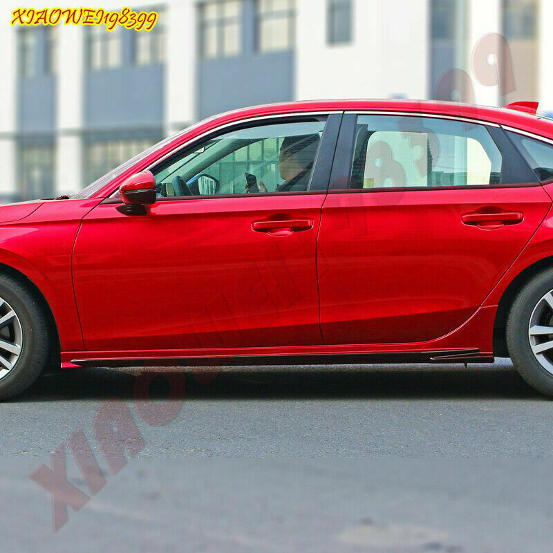 2X for Honda for Civic 11th 2022-2023 ABS Glossy Black+Red Car Side Skirt Extension