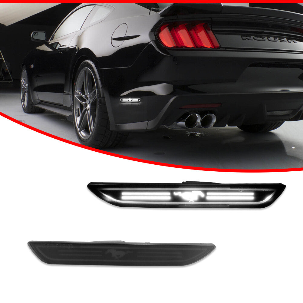 Suitable for 2015-2021 for Ford for Mustang rear fender side marker lights with smoked lens, white LED.