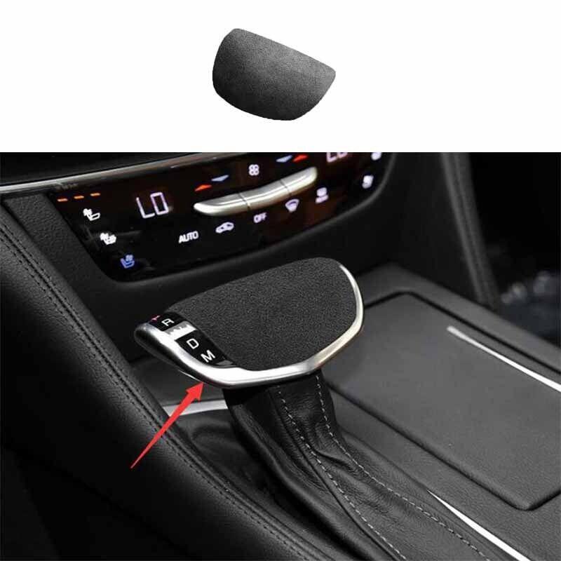 Refit for Cadillac CT6 2016-18 Gray Alcantara Console Gear Shift Knob Cover Trim