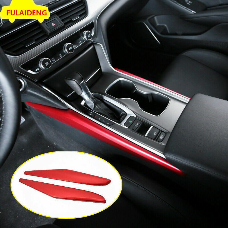2Pcs for Honda Accord 2018-2021 Red Central Console Gear Shift Cover strips Trim