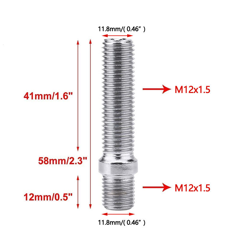 20¡ÁExtended Wheel Studs Conversion Lug Bolt Screw Adapter Kit M12x1.5 to M12x1.5