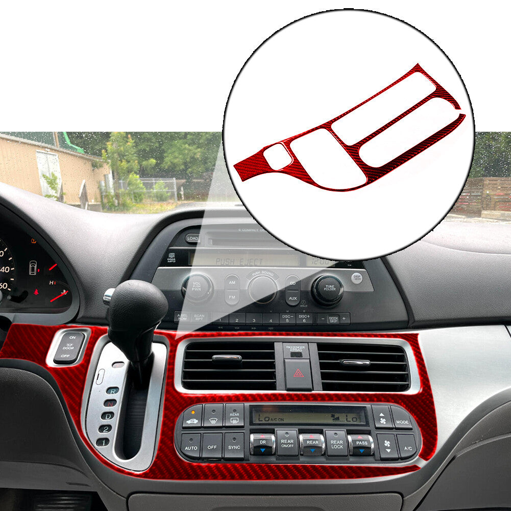 Red Center Console AC Control Panel Carbon Fiber Sticker for Honda Odyssey 05-10
