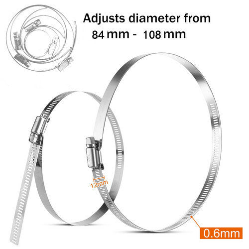 4-inch Adjustable Hose Clamp Stainless Steel Pipe Clamp Worm Gear Clamp Drive Clamp