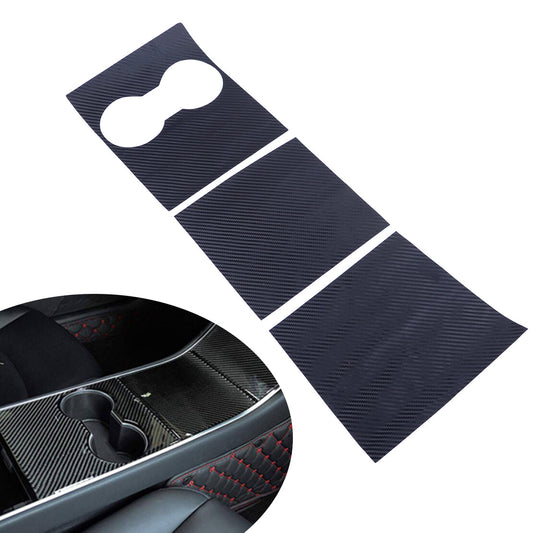 Fit for Tesla Model 3 Black Console Wrap Cup Holder & Top & Center Sticker