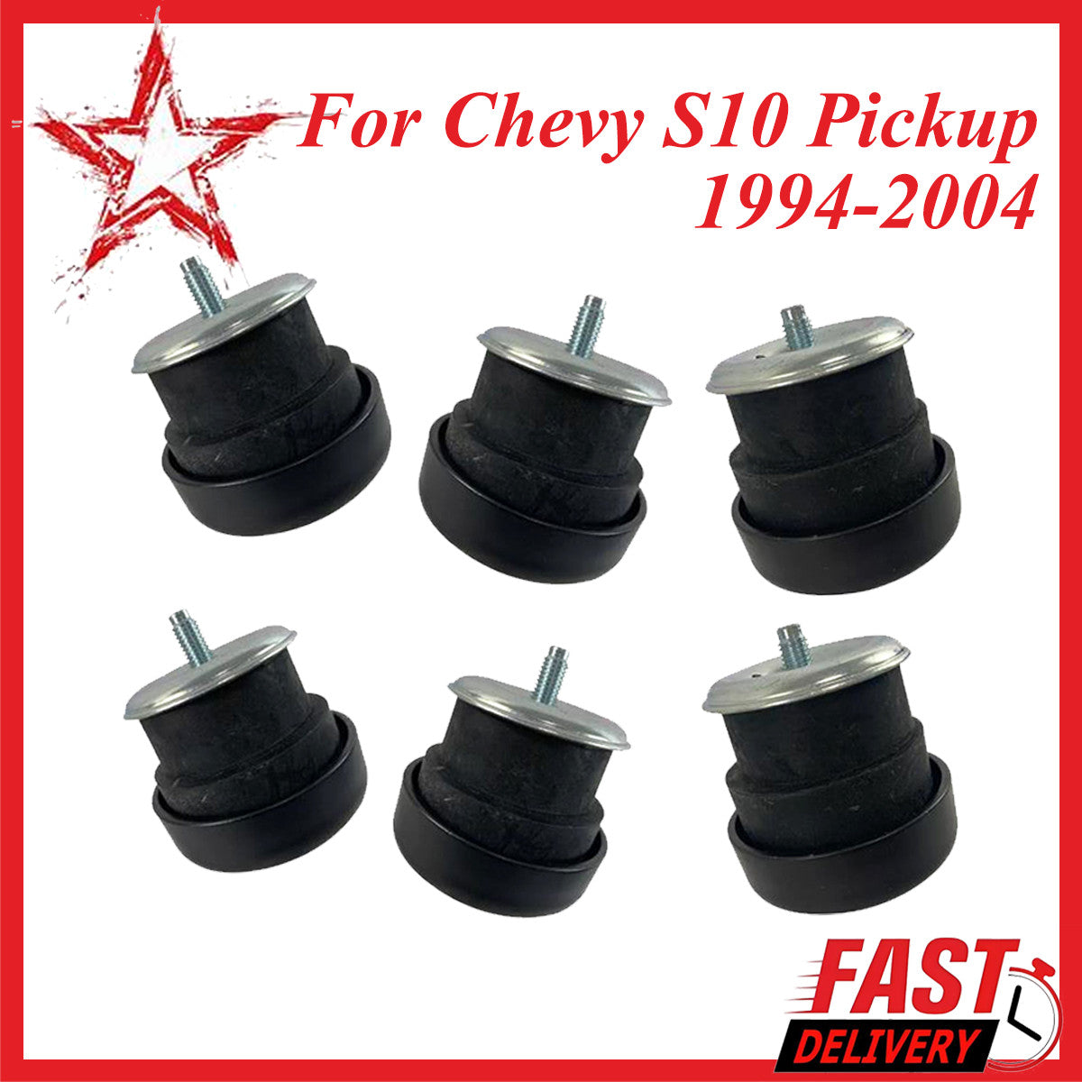 6-piece body mount kit for 1994-2004 for Chevrolet S10, compatible with for GMC S10 Sonoma 924-181 924-180