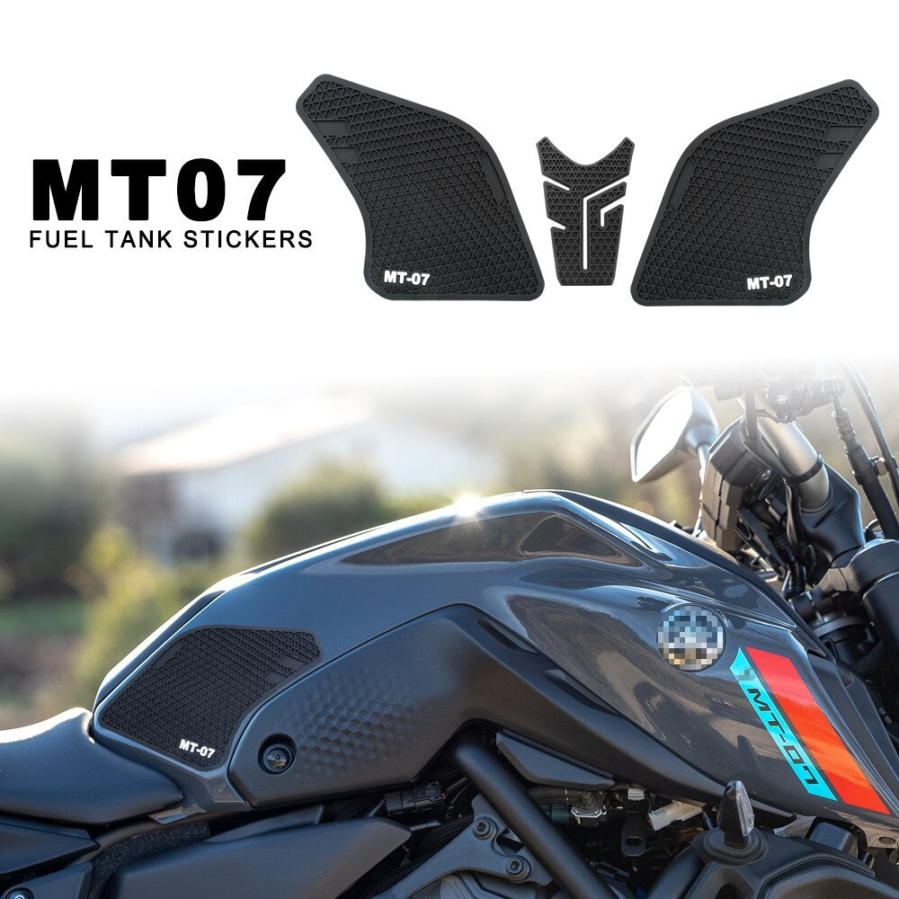 Rubber Tank Pads Unti-skid Knee Traction Grip for Yamaha MT-07 2021 2022 2023