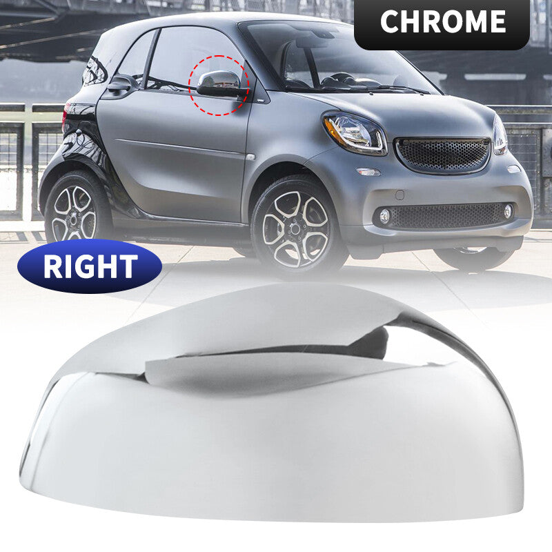 Rearview Mirror Cover Cap Chrome for Smart Fortwo 2015-2024 Right Passenger Side