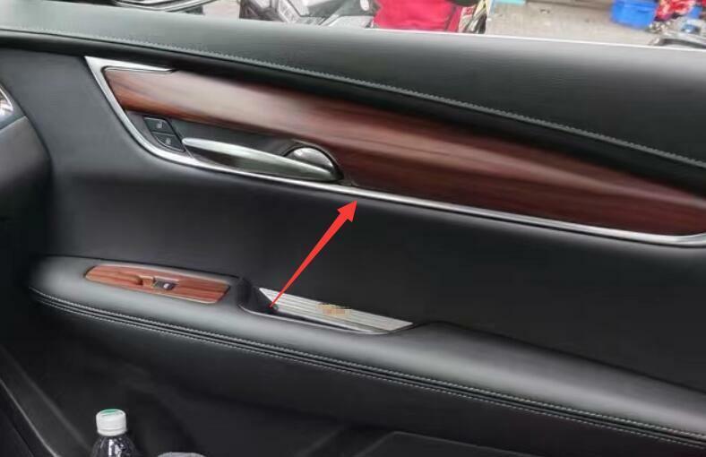 for Cadillac XT5 2017-22 Wood Grain ABS Interior Door Panel Strip Cover Trim 4Pc