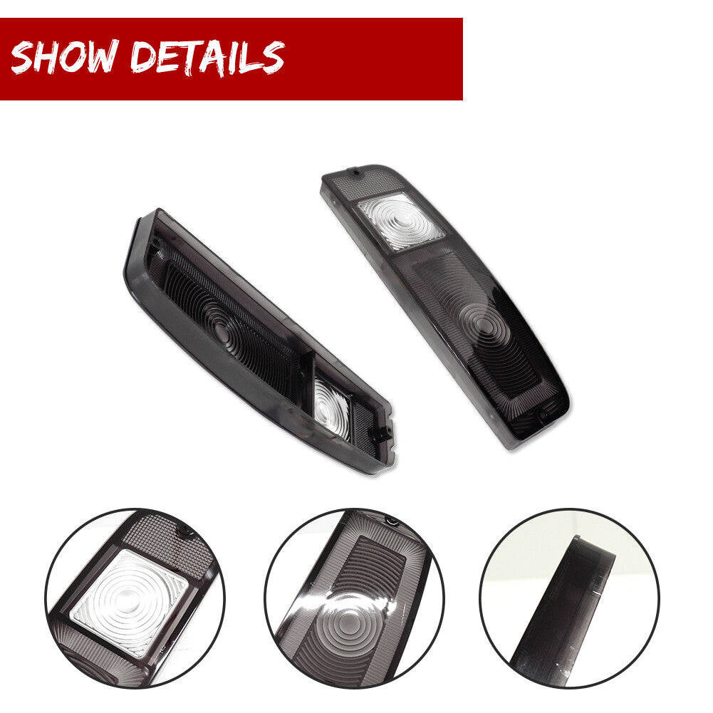 Two black taillight protectors for 1967-1972 for Ford trucks and 1967-1977 for Ford Mustangs.