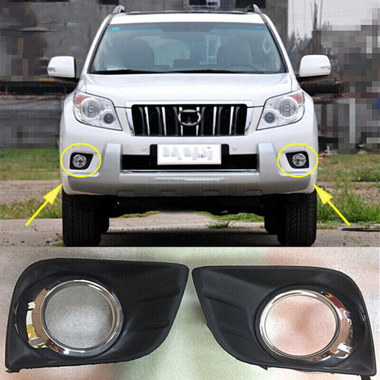 for Toyota Prado LC150 FJ150 10-13 Black Front Bumper Fog Light Cover Replace 2X