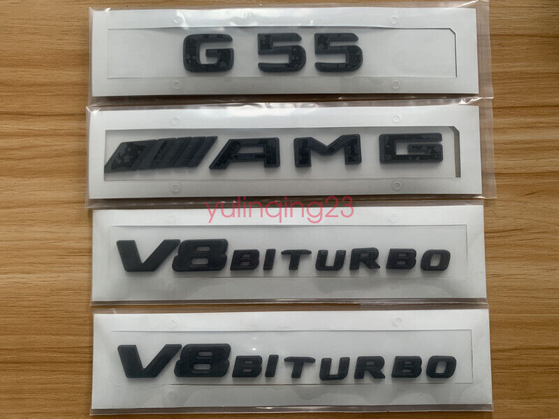 Glossy Black G55 AMG V8 BITURBO Badge Sticker Set for G55