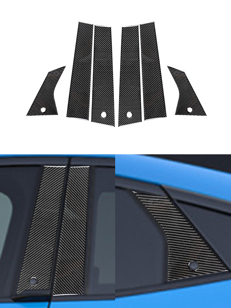6X Window Panel Trim Cover Decor Carbon Fiber for Ford for Mustang Mach-E 2021-2022