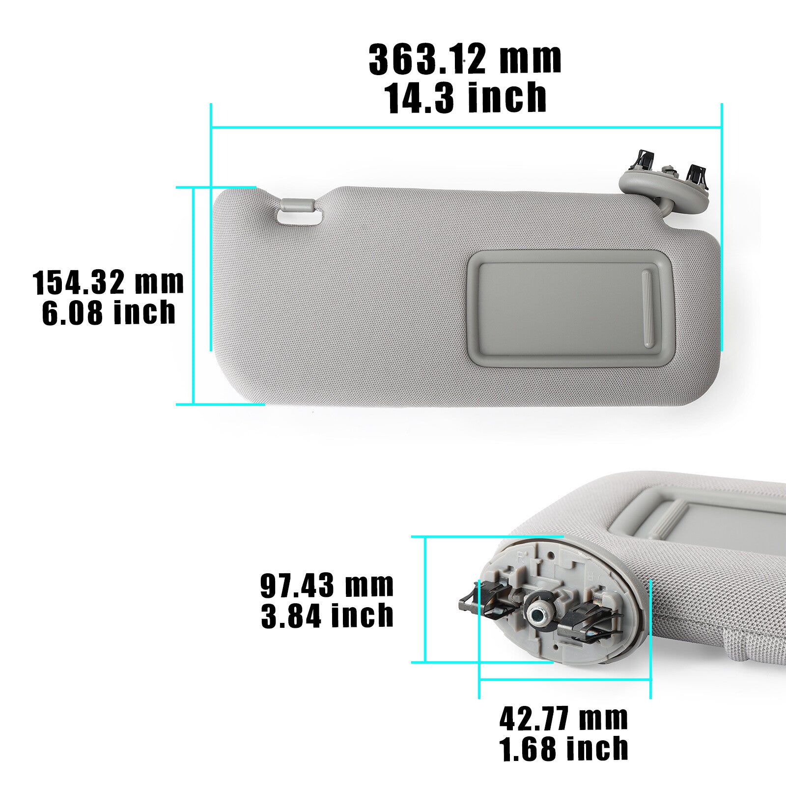 Right passenger side sun visor, gray, 74310-12L80-B0, suitable for Toyota for Corolla 09-13