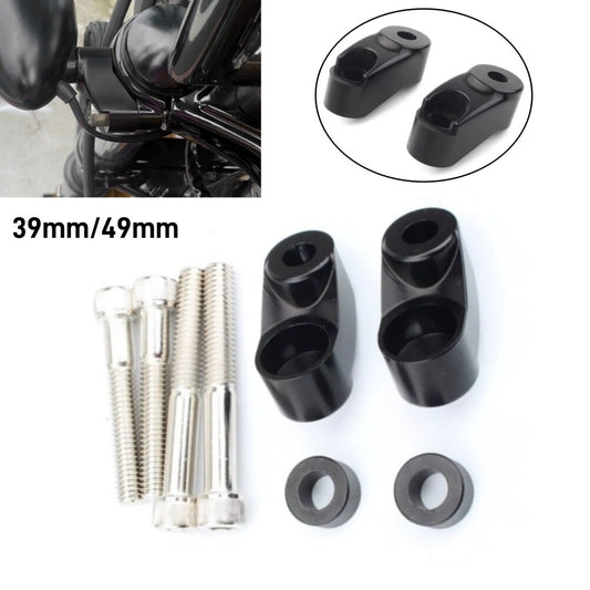 Black Front Turn Signal Mount Bracket Relocation Kit Fit for Harley Dyna 39 49mm
