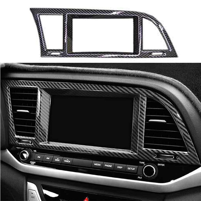 for Hyundai for Elantra 2017-2018 Carbon Fiber Central Console Navigation Frame Trim