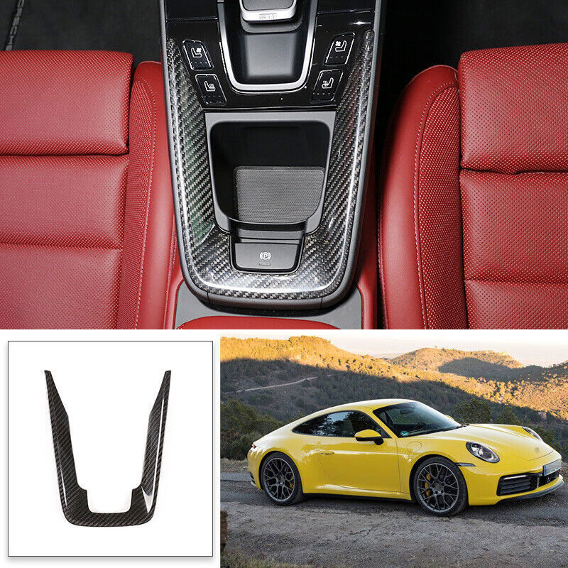 for Porsche 911 992 2020-2023 Real Carbon Fiber Center Console Cup Frame Trim 1x