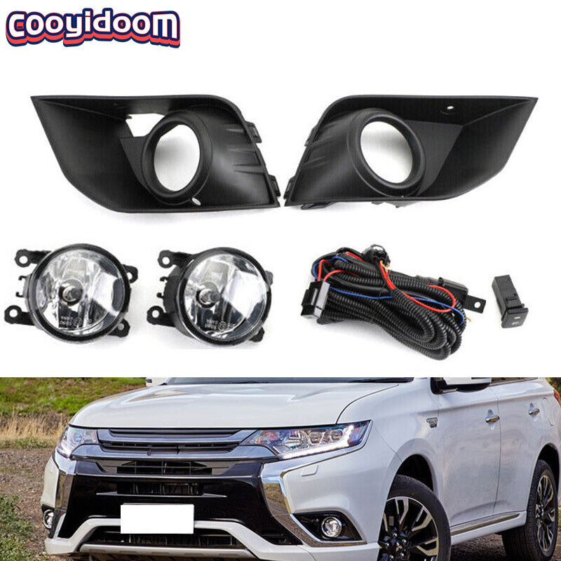 Front fog light kit + lens covers for 2016-2018 for Mitsubishi Outlander Sport ASX RVR