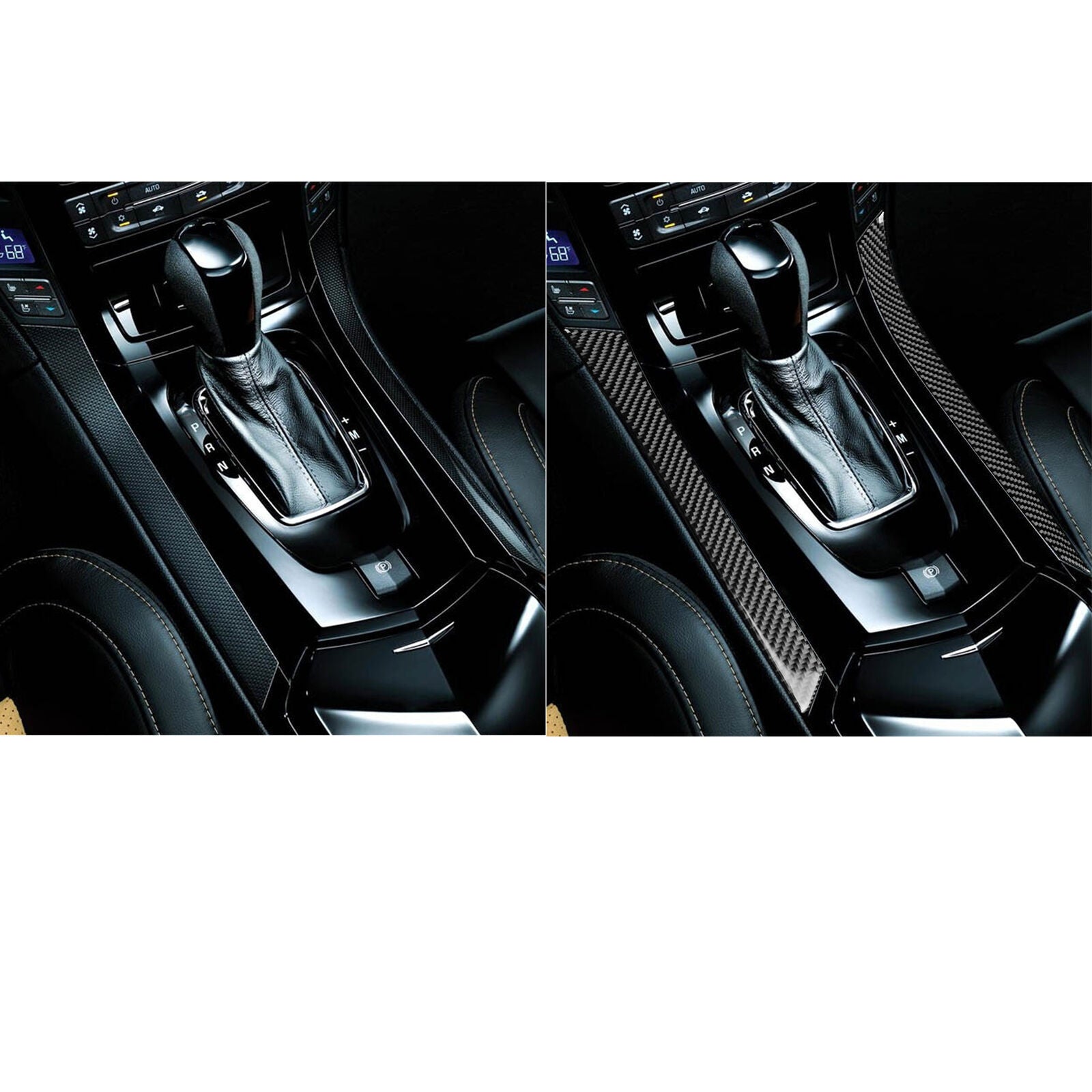 Gear Shift Both Side Cover Trim for Cadillac CTS 08-13 Real Black Carbon Fiber