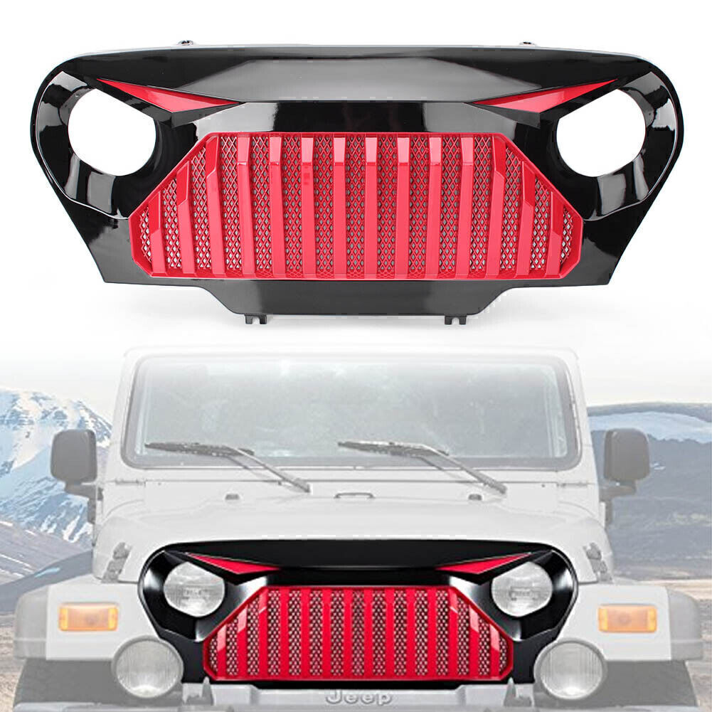 Front Grill ABS Plastic Red+Black For 1997-2006 for Jeep for Wrangler TJ