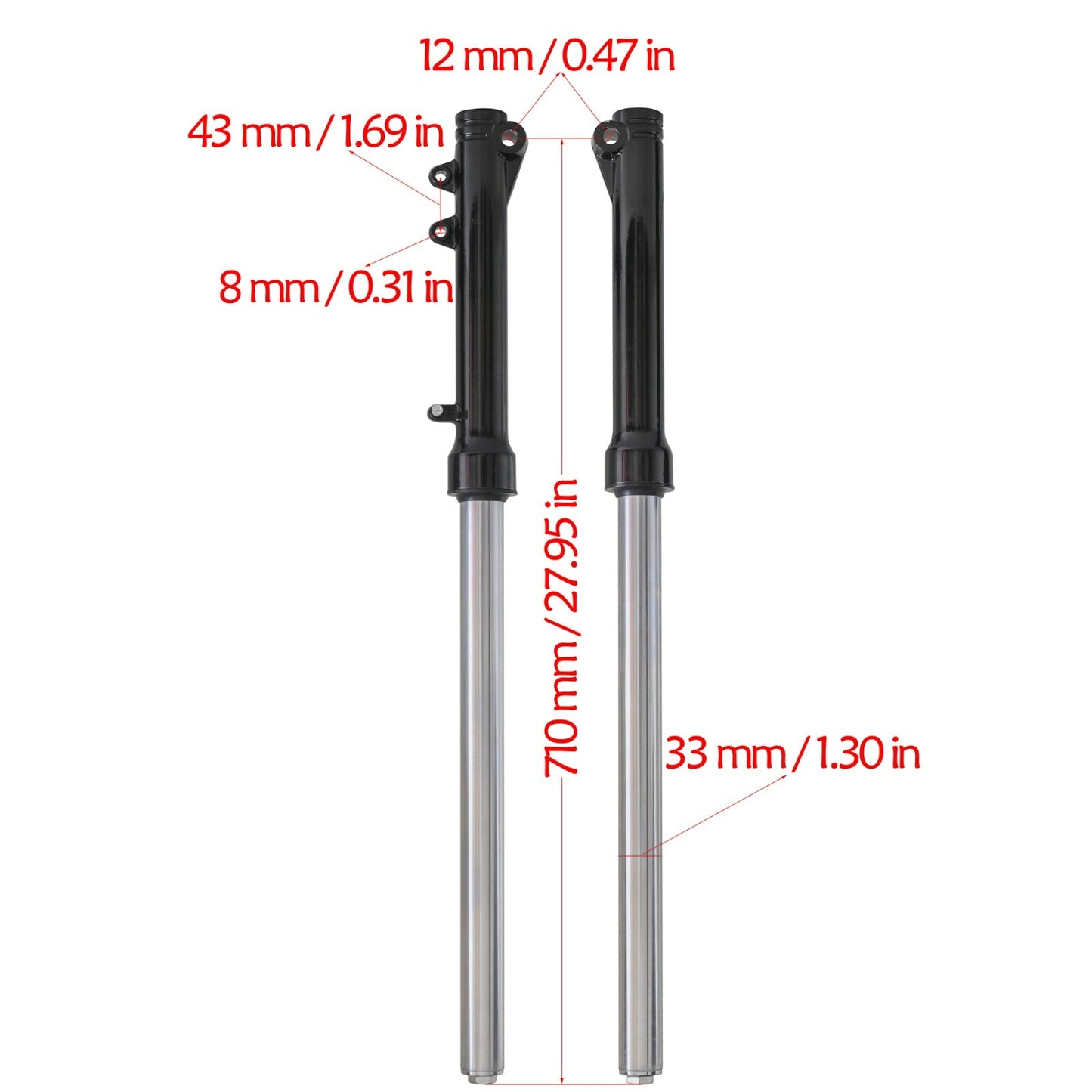 Shock Fit Pit Dirt fork for bicycles 70cc, 90cc, 110cc, 125cc, Apollo Atomik 12mm
