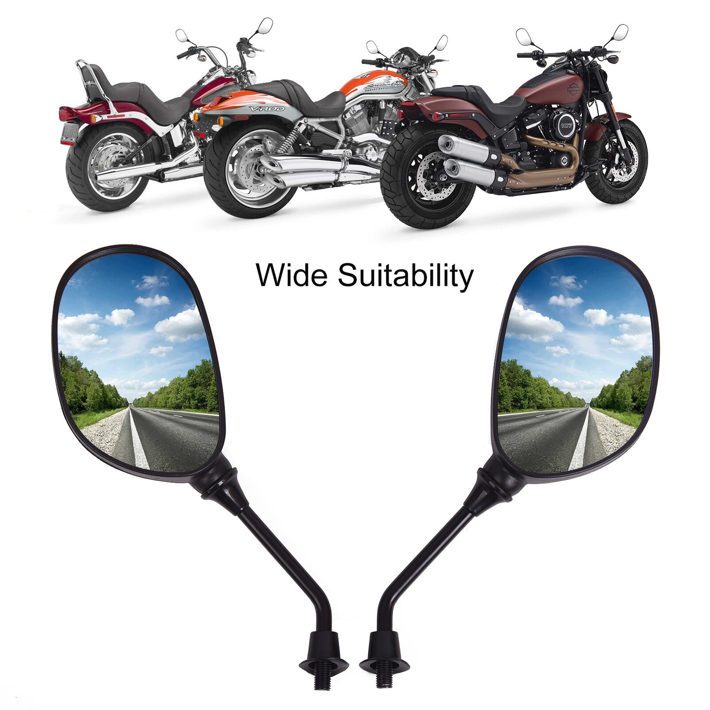 ATV Universal Rear View Side Mirrors With 7/8 Handlebar Mount For Honde for Yamaha