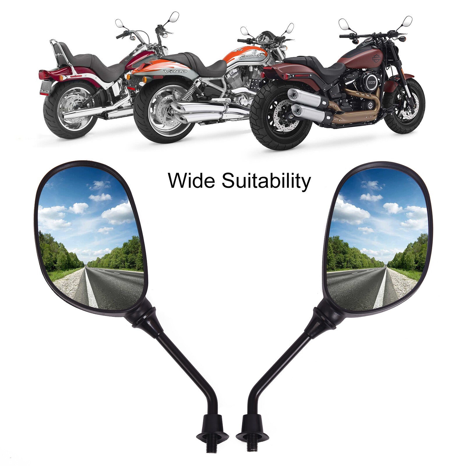 ATV Universal Rear View Side Mirrors With 7/8 Handlebar Mount For Honde for Yamaha