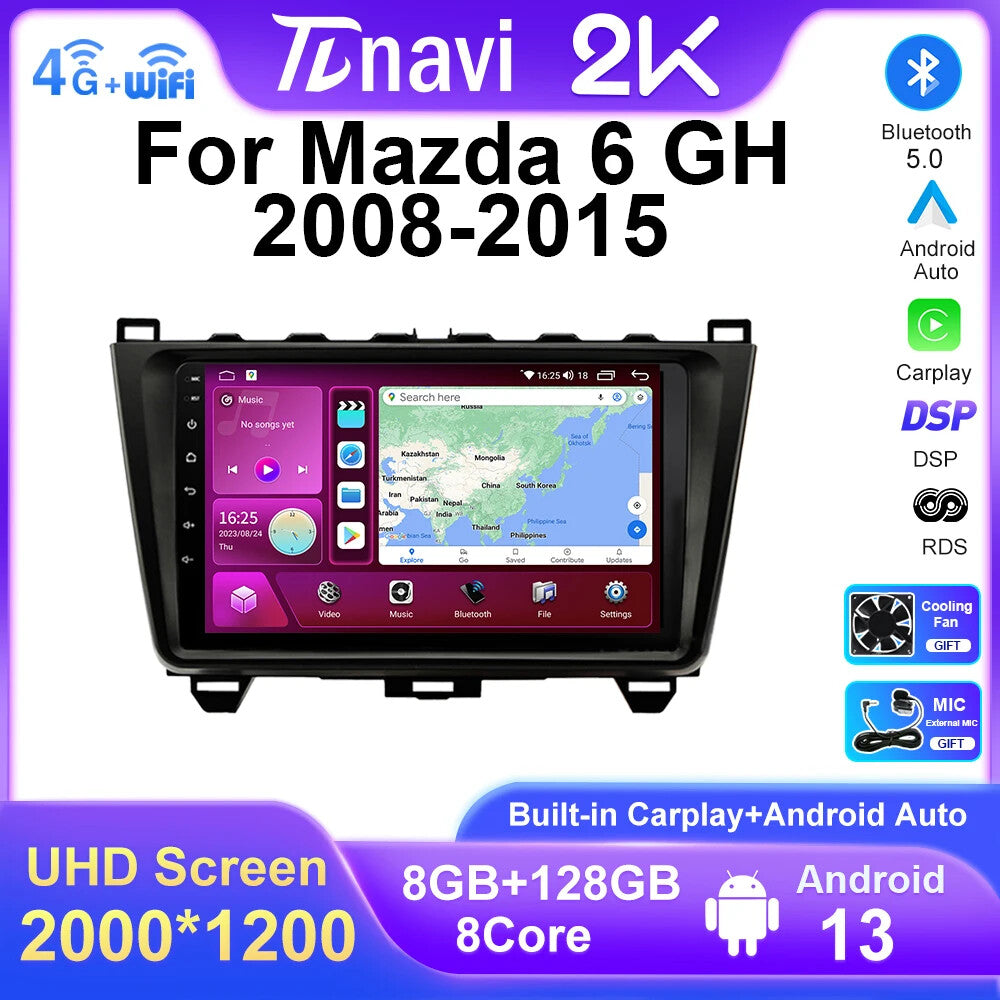 for Mazda 6 GH 2008-2015 Multimedia CarPlay Android Car Radio GPS Player Screen