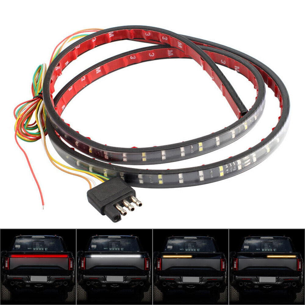 60-inch dual-row LED tailgate light strip with sequential turn signal reversal