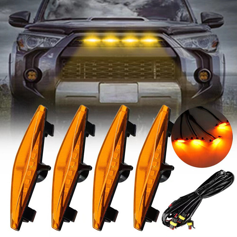 4Pcs Car DRL Amber LED Front Grille Lights Daytime Running for 14-19 4Runner
