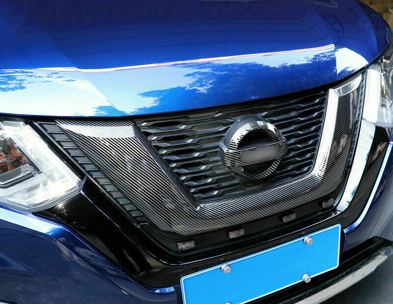 for Nissan Rogue 2017-2020 Carbon Fiber ABS Front Mesh Grille Grill Cover Trim1