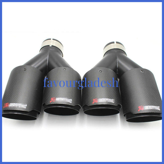 2PCS Akrapovic Real Carbon Fiber Exhaust Tip Dual Pipe ID:2.5 63mm OD:4.0101mm