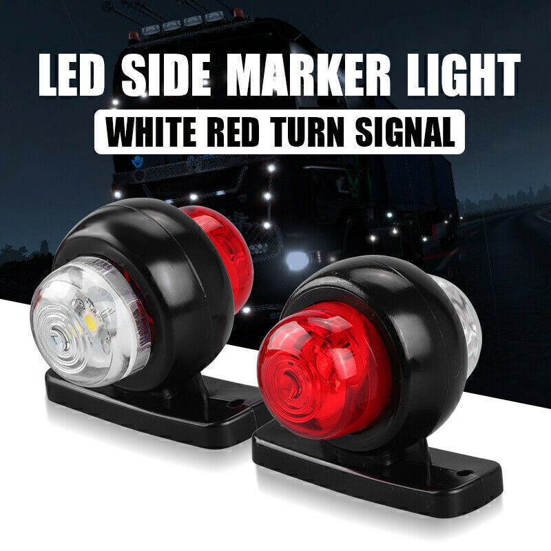 Amber Red White 12V 24V Marker Lights LED Truck Trailer Round Side Bullet Light