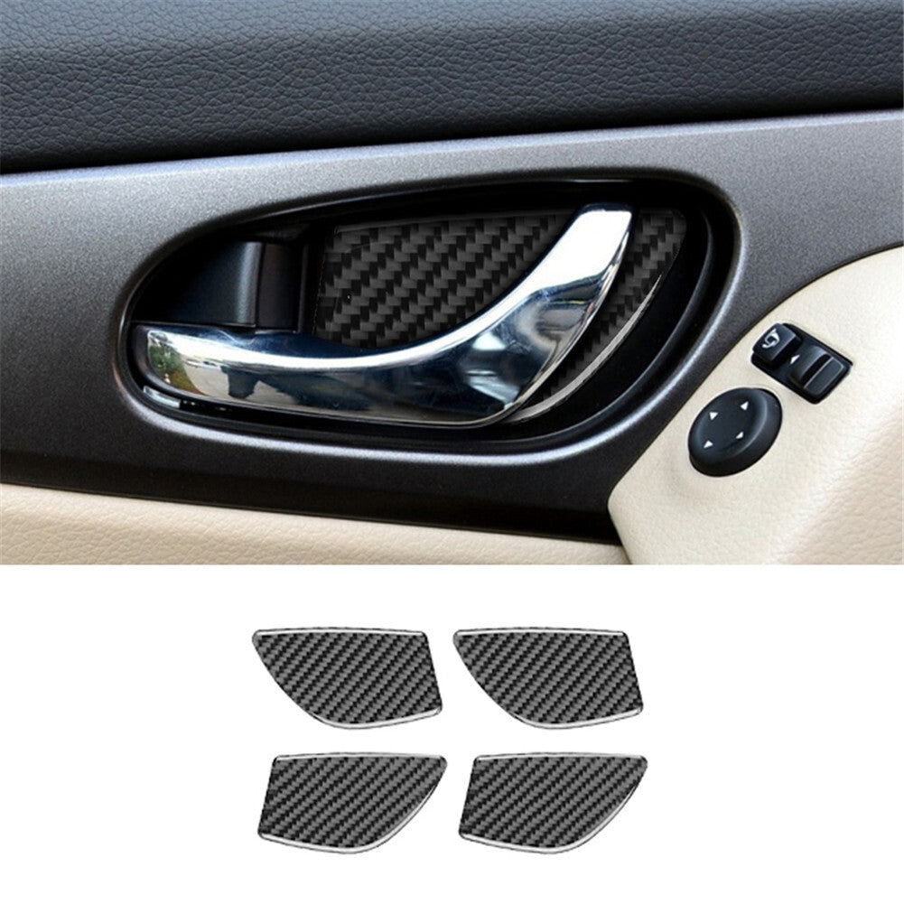 4X Carbon Fiber Door Handle Inner Bowl Cover Trim for Nissan Rogue 2014-2016
