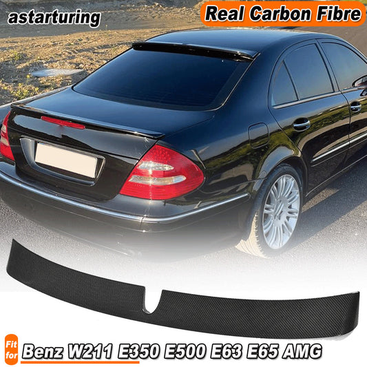 for Benz E-Class W211 E55 E63 Sedan 02-08 REAL CARBON Rear Roof Spoiler Lip