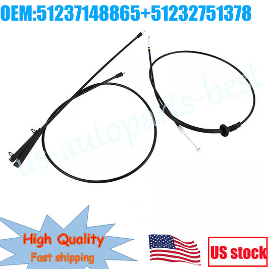Hood Release Cable Set For 07-13 for Mini Cooper R55 R56 R57 51237148865 51232751378