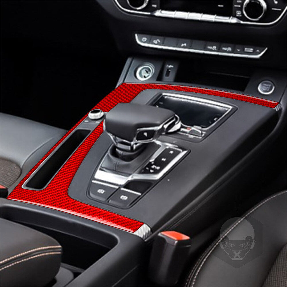 for Audi Q5 Q5L 2018-23 RHD Central Control Gear Shift Box Trim Red Carbon Fiber