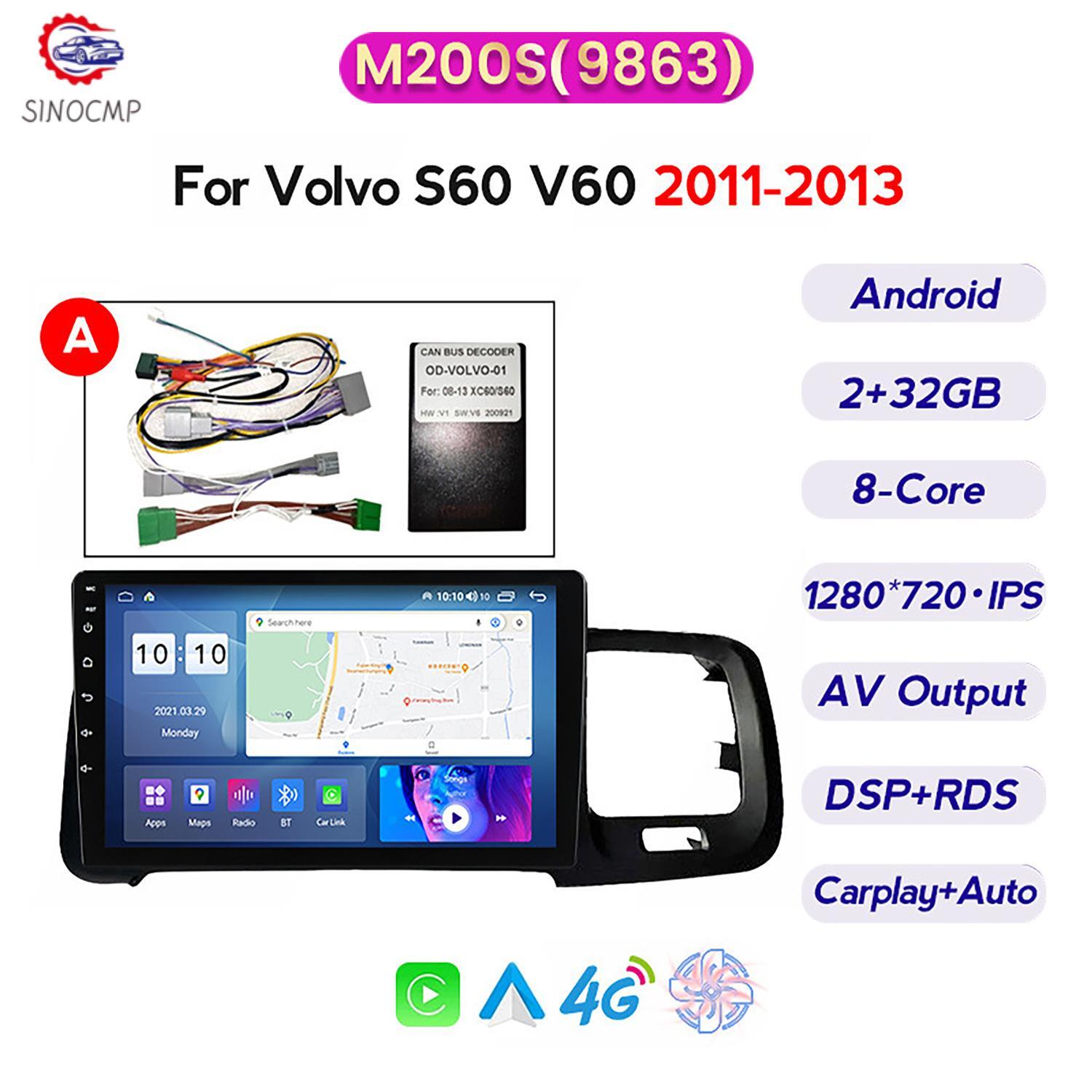 Car Radio Player Android 12 Bluetooth WiFi Rear View Camera for VOLVO S60 V60