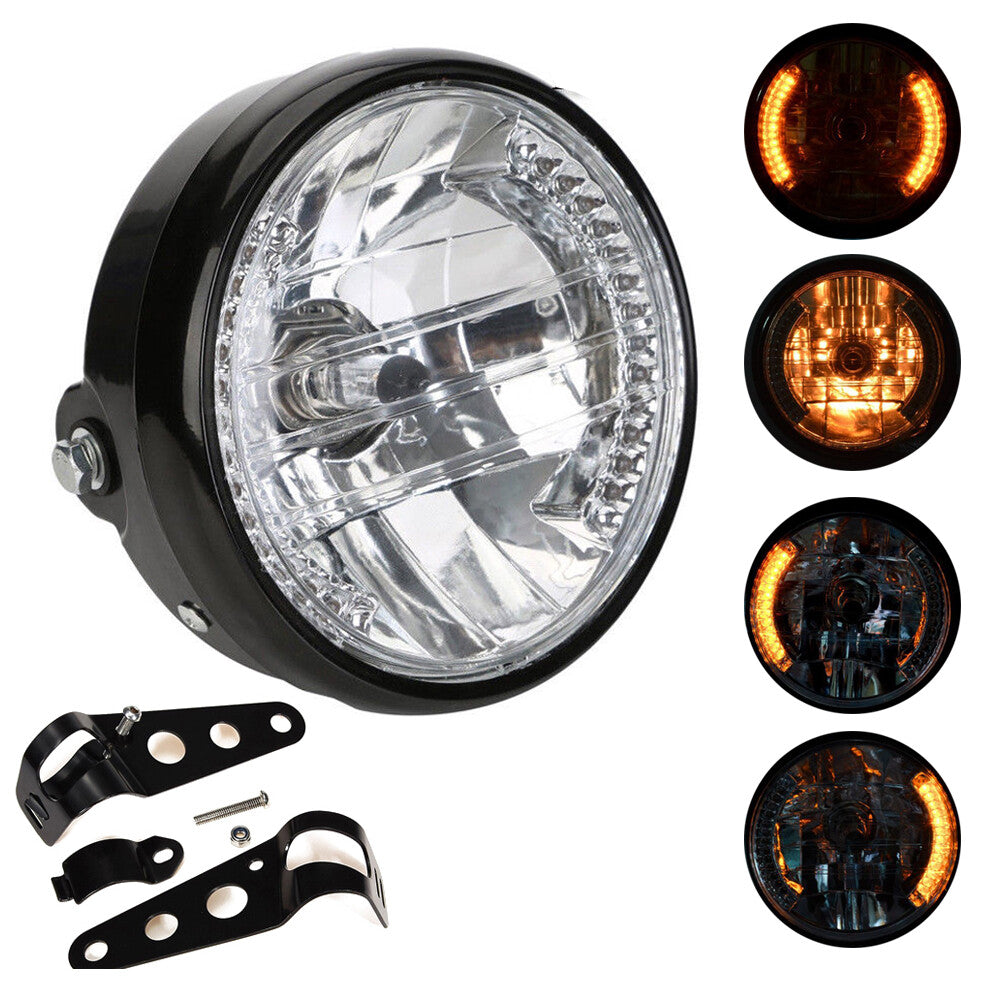 6.5-inch LED headlight with bracket for motorcycles, universal for Harley Bobber Cafe Racer.
