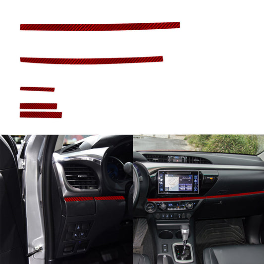 5X Red Carbon Fiber Driver Side Dashboard Cover Trim for Toyota Hilux 2015-2021