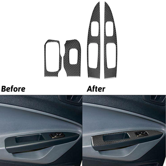 4Pcs Carbon Fiber Window Control Panel Cover Trim for Ford Fiesta 2011-2015