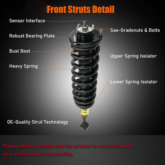 A pair of front shock absorber struts with spring assist and PASM for Porsche for Panamera 970 (2010-16)