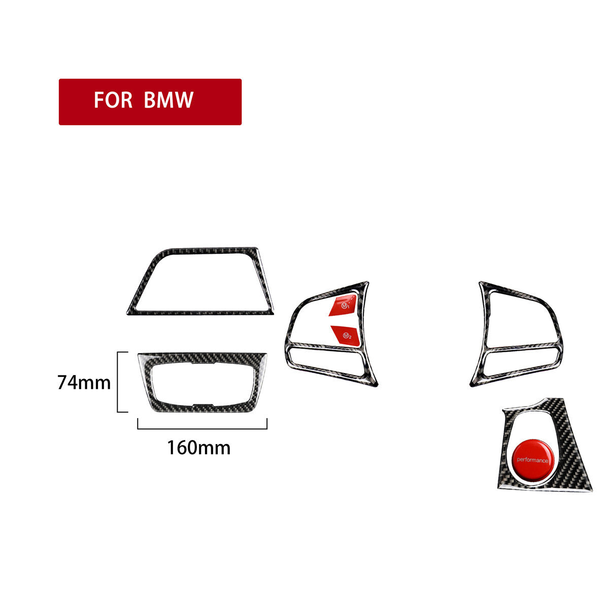 8¡ÁCarbon Fiber Steering Wheel Button Trim for BMW 3 4 Series F30 GT F34 2013-19