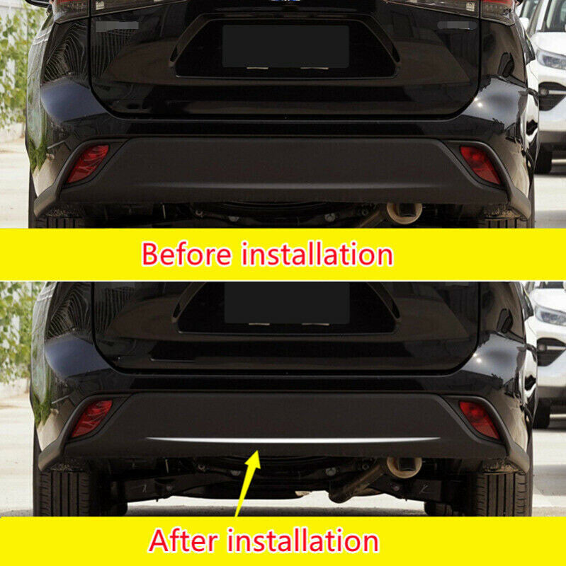 Silver Steel Rear Bumper Cover Decor Strip Trim for Toyota Highlander 2020-2023