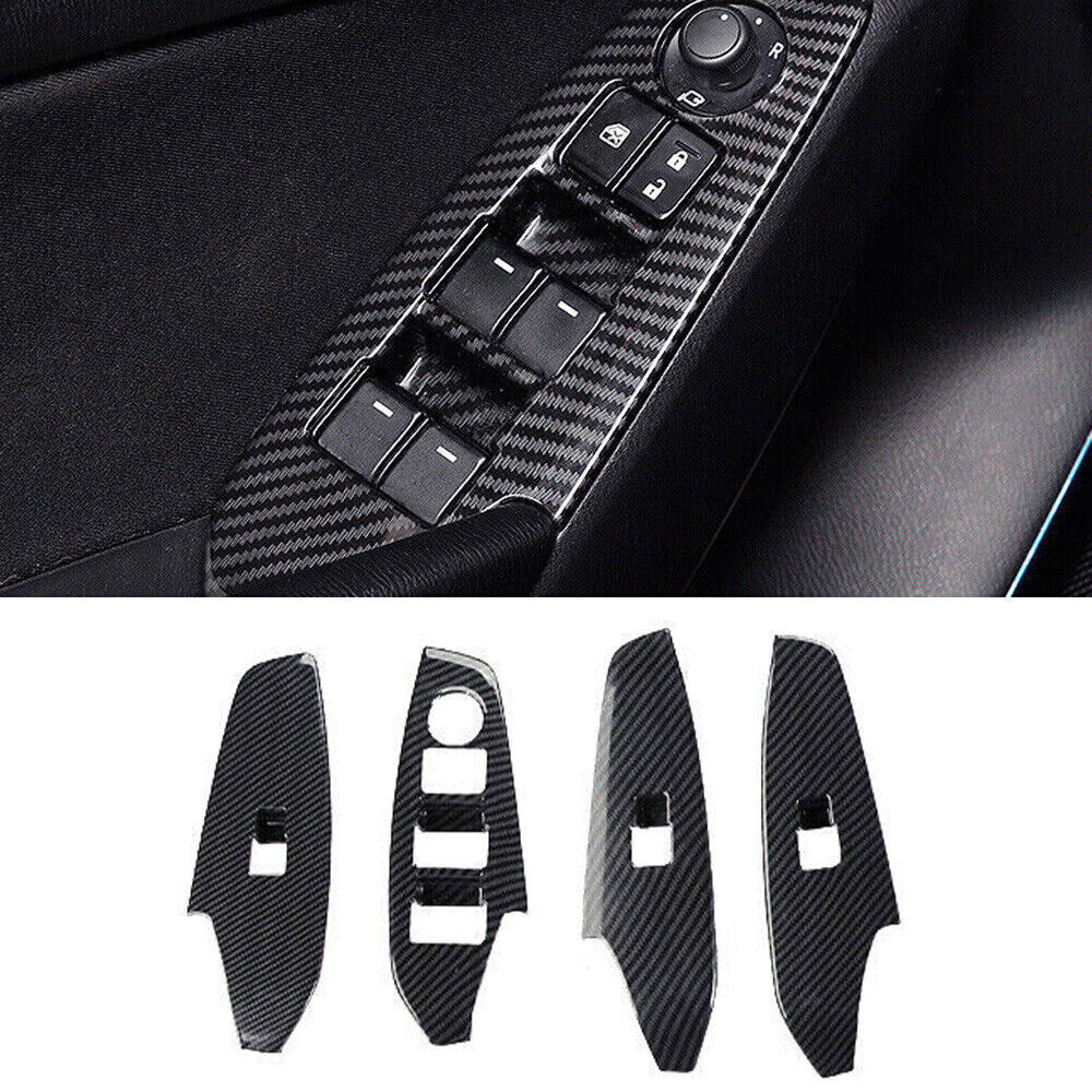 4X for Mazda 3 Axela 17-2018 ABS Carbon Fiber Door Window Switch Lift Cover Trim