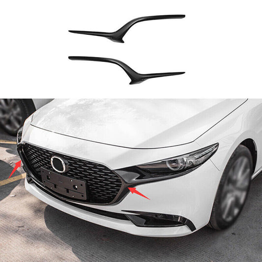 2P for Mazda 3 Axela 2019-23 Gloss Black Side Front Grille Grill Mesh Cover Trim
