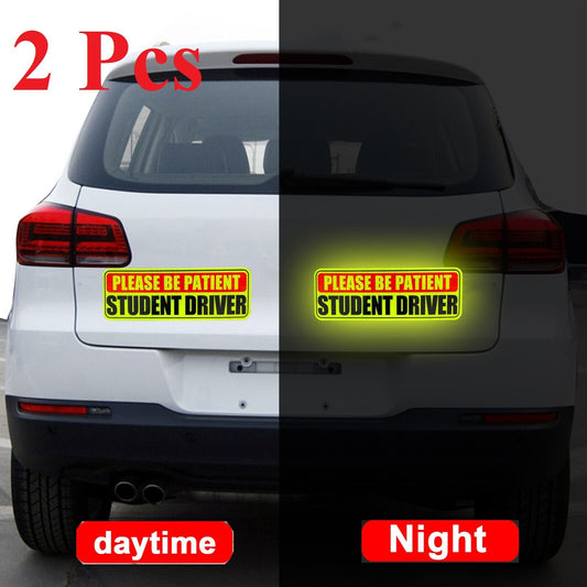 2Pcs Car Bumper Magnet Student Driver Reflective Decal sign Sticker magnetic