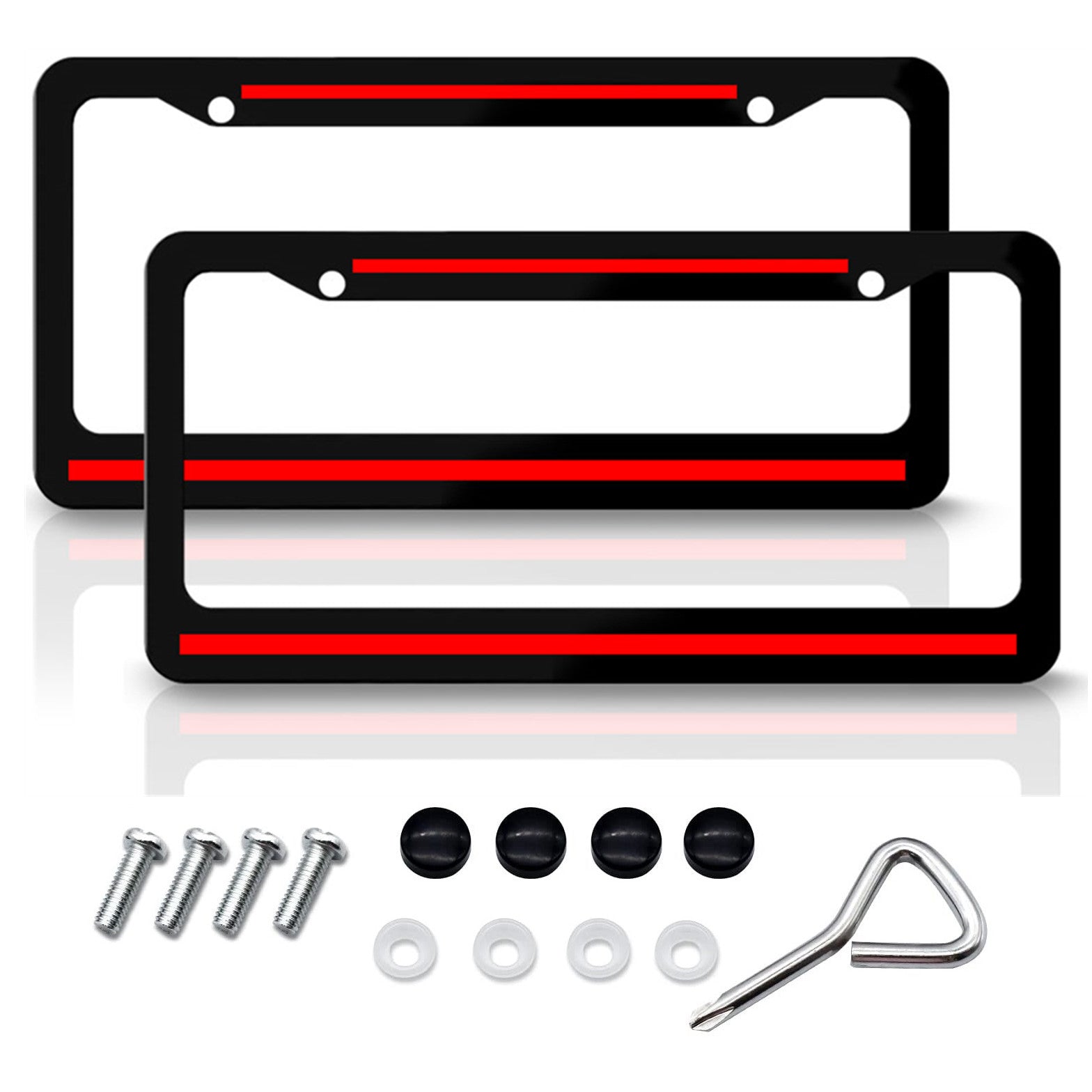 2pcs Metal Red Line Car License Plate Frame Tag Covers for Honda Accessories