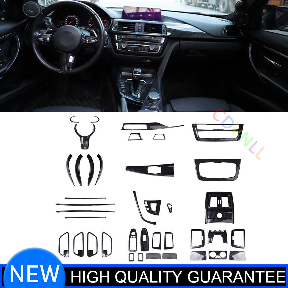 Carbon Fiber Interior Moulding Full Decor Cover Kit Fit for BMW 3 Series 14-2018