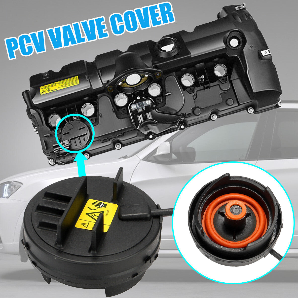 new valve cover (1 piece, 11127552281) for BMW E82, E90, E70, Z4, X3, X5, 128i, 328i, 528i.