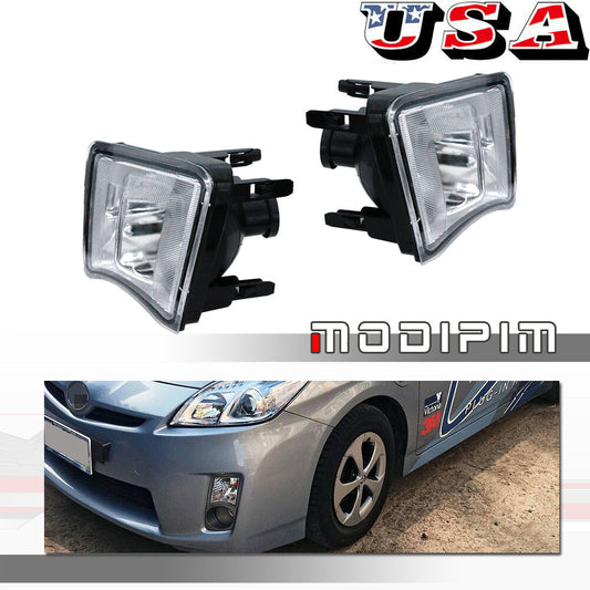 2-Piece Clear Front Bumper Covers for 2010 for Toyota Prius Turn Signal Lights
